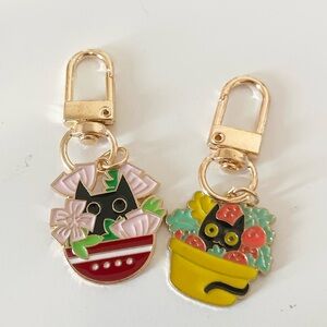 Black cat keychains bag charms crazy cat lady accessories